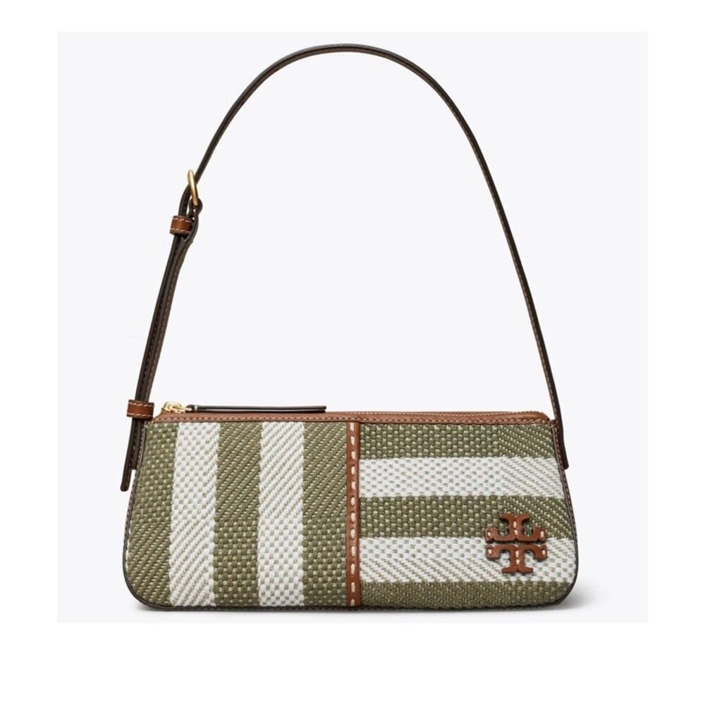 Tory Burch McGraw Woven Stripe Wedge Shoulder Bag EUC - Picture 2 of 8
